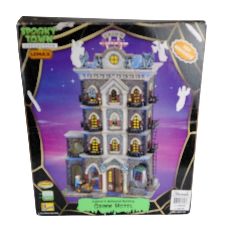 Lemax Spooky Town Halloween Village Grimm Hotel Retired Tested Missing Sign 2006